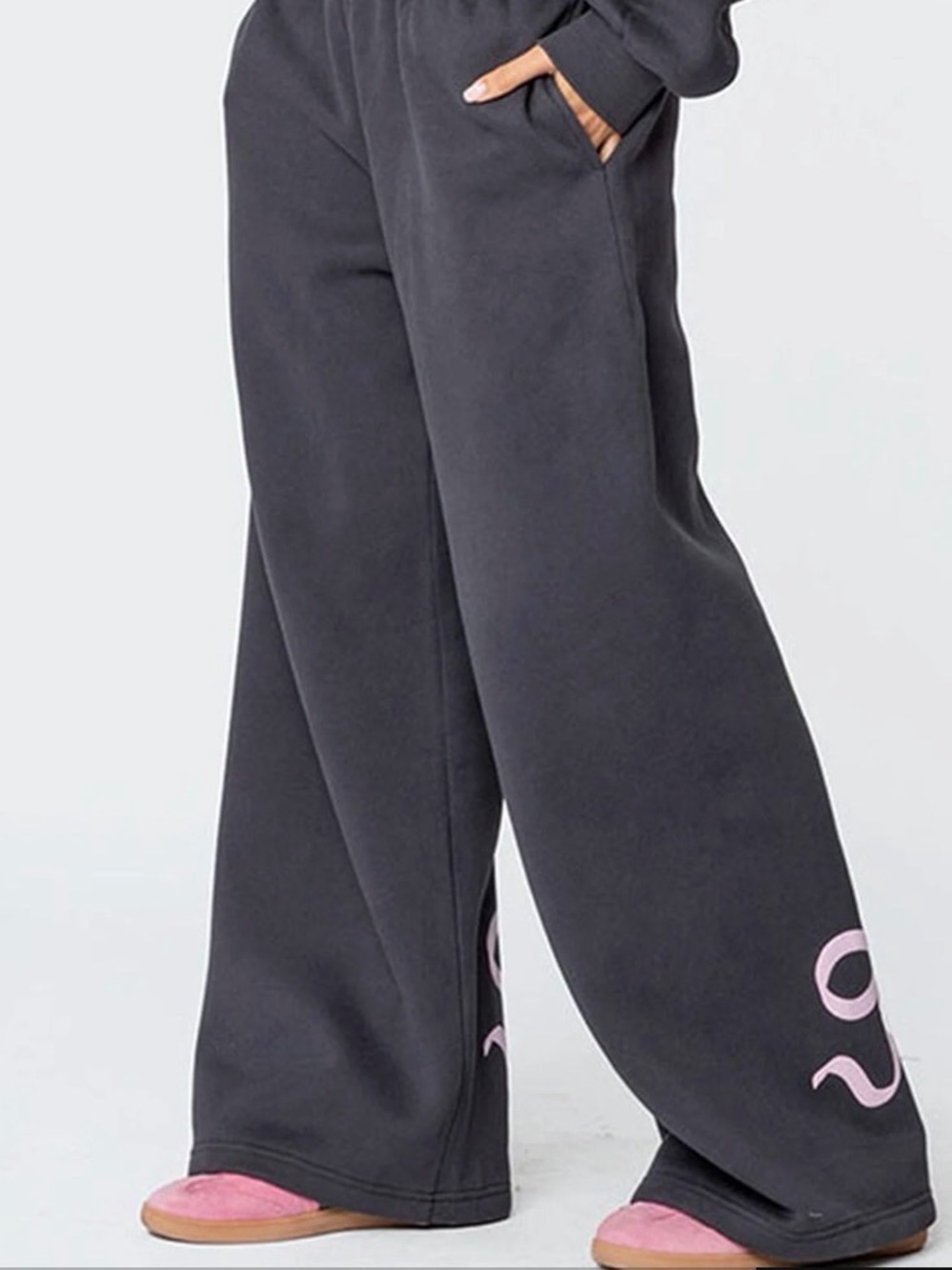 Edikted Wide Leg Pants in Charcoal Black